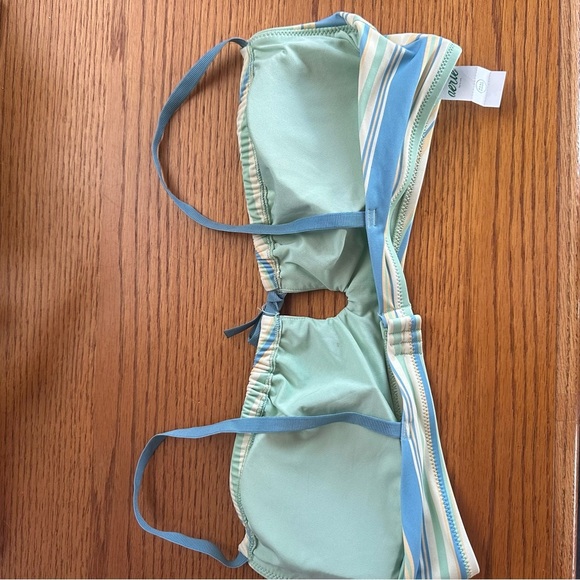 🆕 AERIE BIKINI TOP Striped Blue and Green Bralette NWT size large - Picture 2 of 6